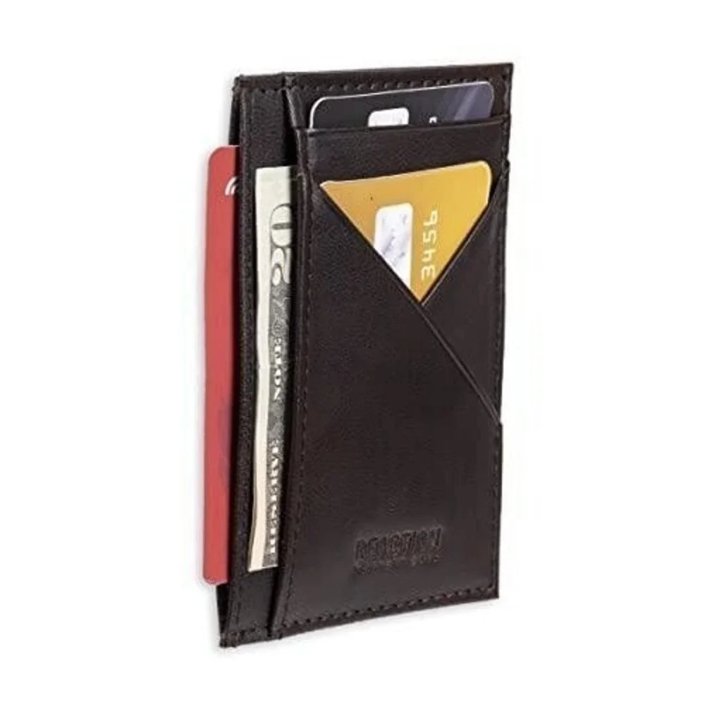 Kenneth Cole Reaction Wallet Mens Brown RFID Blocking Leather Passcase
